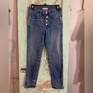 Women’s Madewell high-waisted slim straight blue jeans with button fly